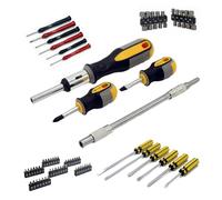 Ultra Steel 78 Piece Screwdriver Set with Ratchet, Nut Driver, Precision Drivers, Magnetic Heat Treated, Wall Mount Rack, Phillips Slotted Square Hex Star
