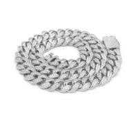 Ultra-Strength Stainless Steel Dog Collar For Large Breeds - 680lb Tested, Cuban Chain Design, All-Day Comfort & Style(Silver,20in)