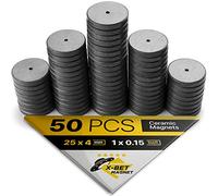Ultra-Strong Ceramic Round Magnets (1x0.15"/25x4mm, 50 pcs) - Heavy Duty Magnets, Non-Corrosive, High Thermal Resistance, Versatile For Home, Office, Workshop, Whiteboard, Fridge And Hobby Use