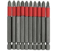 Ultra Strong Heavy Duty Magnetic 75mm Precision PZ2 10pcs Bit Set- Extra Long Non-Slip Carbon Steel Screwdriver Heads for Electric Driver DIY & Professional Use