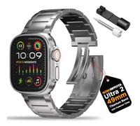 Ultra Supply Co. 49mm Titanium Band for Apple Watch Ultra 2 & 1 - Upgraded Folding Buckle, Durable Link, iWatch Strap, DLC Coating, Waterproof, One Size Fits All Bracelet in Titanium