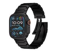 Ultra Supply Co. Titan G4 Titanium Watch Band - Compatible w/Apple Ultra 3, 2, 1 49mm, Series 10 46mm & Older Versions - Metal Strap with Folding Buckle, DLC Coating Scratch-Proof Design - Black