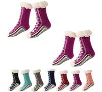 Ultra-Thick Cashmere Slipper Home Socks, Cashmere Slipper Socks, Christmas Socks for Women (2 x Dark Purple, Adult, Women, One Size, Alpha, UK Footwear Size System, Medium)