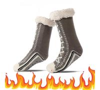 Ultra-thick Cashmere Slipper Home Socks, Cashmere Socks for Women, Fleece Lined Sock with Grippers for Womens and Men (D, Adult, Women, One Size, Alpha, UK Footwear Size System, Medium)