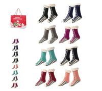 Ultra-Thick Cashmere Slipper Home Socks, Slipper Socks with Grippers for Women, Non-slip Soft Cozy Socks (H*8, Adult, Women, One Size, Alpha, UK Footwear Size System, Narrow)