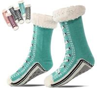 Ultra-thick Cashmere Slipper Home Socks, Winter Super Soft Warm Cozy Fuzzy Non Slip Slipper Floor Socks (Blue)