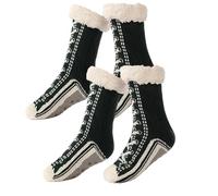 Ultra-thick Cashmere Slipper Home Socks, Women Men Non Slip Fluffy Warm Winter Socks, Soft Cozy Gift Christmas Socks (2-PC Army Green, Adult, Women, One Size, Alpha, UK Footwear Size System, Medium)