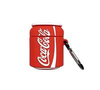 Ultra Thick Soft Silicone Case Cover for Apple AirPods 1 2 1st 2nd Generation with Keychain Coke Drink Can Shaped 3D Cartoon Cute Fun Funny Cool Unique Creative Women Teens Girls Boys Men