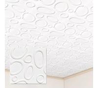Ultra Thick White Peel and Stick Ceiling Tiles, 3D Stereo Acoustic Adhesive Wall Panels Interior, DIY Glue up Wainscoting, Easy to Cut & Install