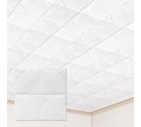 Ultra Thick White Peel and Stick Ceiling Tiles, 3D Stereo Acoustic Adhesive Wall Panels Interior, DIY Glue up Wainscoting, Easy to Cut & Install