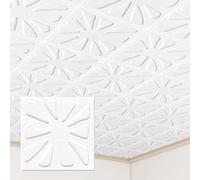 Ultra Thick White Peel and Stick Ceiling Tiles, 3D Stereo Acoustic Adhesive Wall Panels Interior, DIY Glue up Wainscoting, Easy to Cut & Install