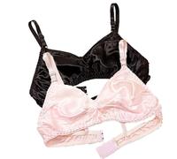 Ultra-Thin 100% Mulberry Silk Bra For Women Sexy Double Sided Satin Triangle Brassieres Wireless Comfort Everyday Bra(15,36/80)