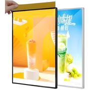 Ultra-thin 1pc LED Light Box Wall-Mounted Indoor Advertising Frame Tempered Glass Illuminated Poster Display Advertising Light Box Restaurants Menu Board black frame A2/43.5 * 60CM