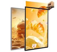 Ultra-thin 1pc LED Light Box Wall-Mounted Indoor Advertising Frame Tempered Glass Illuminated Poster Display Advertising Light Box Restaurants Menu Board silver frame A2/43.5 * 60CM
