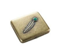 Ultra-thin 20-pack metal cigarette case with metal embossed design, pressure-resistant and waterproof, multi-purpose, suitable for men's collection and gift (bronze)(Brass2)