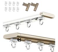 Ultra-Thin 6.0mm Invisible Curtain Track, Quiet Sliding Rail for Top Installation - Drill-Mounted Window Curtain Rod System, Easy to Install for Privacy in Open Rooms(Champagne,340cm(11.2ft))