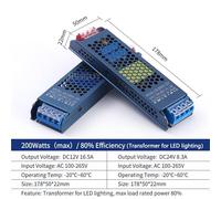 Ultra Thin AC to DC12V 24V LED Driver Power Supply 45W 60Watts 100W 150W 200W 300W 400W 500W Lighting Transformer For LED Strip(200W,DC24V)