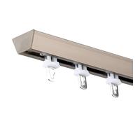 Ultra-Thin Aluminium Sliding Curtain Track System 12mm Ceiling-Mounted Room Divider Rod with Quiet Pulleys Easy Installation Champagne Finish 500cm (4 x 125cm)