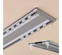 Ultra Thin Aluminum Curtain Track Set - Double Ceiling Rail for Living Room, Bedroom, Bathroom, Room Divider - Adjustable Lengths 150-400cm (Champagne, 380cm)
