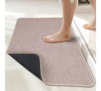 Bath Mat,Ultra Thin Bath Rugs,Rubber Bath Mats for Bathroom,Quick Dry,Non-Slip,Machine Washable,Fit Under Door,Super Absorbent Bathroom Rugs for Bathroom Floor,Shower,Sink.(Beige,17''x27'')