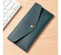 Ultra-thin Cash Envelope Wallet Wear-resistant PU Leather Money Binder Organizer Waterproof Pouch Name Card Holder Male Female lifestyle, Green, 20.0*10.0*2.0, Good