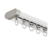 Ultra-Thin Ceiling Curtain Track - Silent Aluminium Wall-Mounted Single Rail Ideal for Bedroom Window & Hotel Drop Dividers Invisible Design (White 240cm/2 * 120cm)