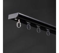 Ultra-Thin Ceiling Curtain Tracks Aluminum Single Curtain Track Ceiling Mounted Rail Room Divider for Living Room/Bedroom(Black,0.9M(3FT))