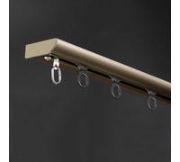 Ultra-Thin Ceiling Curtain Tracks Aluminum Single Curtain Track Ceiling Mounted Rail Room Divider for Living Room/Bedroom(Brass,0.9m/3ft)