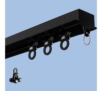 Ultra-Thin Ceiling Mount Hidden ain Track - Heavy-Du Silent Sliding Rail for Bedroom Hospital Shower Room Room Divider - Universal Fit 2.1M Black
