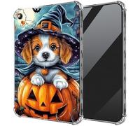 Ultra-Thin Clear TPU Case for 10.1" Fire HD 10 Tablet (Previous 9th / 7th / 5th Generation, 2019/2017 /2015 Release) Transparent Anti-Slip Shockproof Protection Cover,Dog Wearing Witch Hat Pumpkin