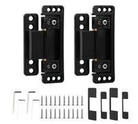 Ultra-Thin Concealed Hinges, 2Pack Hidden Door Hinges Invisible for Secret Door, Heavy Duty 2 Way Adjustable 2-Dimensional Butt Hinge, Zinc Alloy Silent Smooth Fine Hardware for Door Cabinets (Black)
