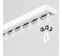 Ultra Thin Curtain Rails for Ceiling Mount 3.8m Aluminum Alloy Track System for Living Room Bedroom & Room Divider Stylish & Easy Installation (White)