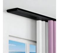 Ultra-Thin Curtain Track, Silent Bedroom Aluminium Curtain Rails with Roller Hooks, Heavy-Duty Ceiling Curtain Rod 100-600cm for Room Divide Living Room(Black,330cm)