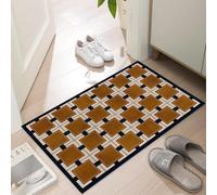Ultra Thin Door Mat Indoor Entrance, 1/10 in Thin Door Mats for Inside Entry, Non-Slip Rubber Backing Washable Doormat, Fade Resistant, Absorbent, Low Profile Dirt Trapper, 30"X17",Khaki Checkered