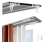 Ultra-Thin Double Curtain Rod, 5.1m Ceiling Mount, Silent Installation, Hidden Window Rod, Champagne Finish - Ideal for Modern Indoor Decor, Stylish & Functional