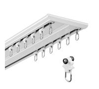 Ultra Thin Double Curtain Rod Ceiling Track Invisible Room Divider White 2.6m/8.5ft Adjustable Perfect for Modern Decor and Space Management