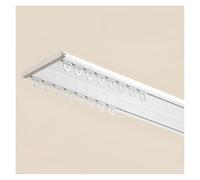 Ultra-Thin Double Curtain Track Set 200cm Silent Aluminum Rod for Easy Ceiling Mount Smooth Gliding System Perfect for Curtains Includes 2 x 100cm Ra