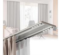 Ultra Thin Double Row Sliding Ceiling Rails 1.9m (6.2ft) Track for Inward Opening Room Divider Perfect for Living Room Bedroom Shower Stall Installation