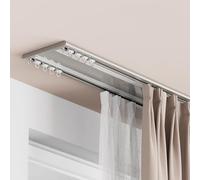 Ultra Thin Double Track Aluminum Alloy Silent Curtain Rail System Ceiling Mount Ideal for Partitions Sun Shades and Sheer Curtains Champagne Color 1.6m (5.2ft)