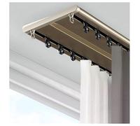 Ultra Thin Double Track Ceiling Curtain Rod System, Silent Glide Aluminium Rail for Room Divider, Home & Office