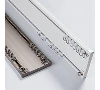 Ultra-Thin Double-Track Curtain Ceiling Track, 9.2ft Aluminum Alloy Rod for Living Room, Bedroom, Shower, RV - One-Piece Design, Stylish White Finish