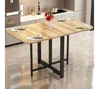 Ultra Thin Expandable Folding Dining Table - Portable Metal Kitchen Table with Anti-Fall Support, 100cm Space-Saving Design for Dining & Home Office Use