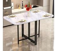 Ultra-Thin Extendable Folding Dining Table - Portable Metal Kitchen Table with Anti-Fall Support, Space-Saving Design, 100cm Ideal for Dining and Home Office Work