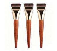 Ultra Thin Flat Foundation Brush 3 Pack, Wooden Handle Makeup Tool for Liquid Foundation Blending