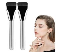 Ultra-Thin Flat Top Foundation Brush, Flat Blush Concealer Brush, for Liquid, Cream & Powder, Seamless Application, Non-Shedding, No Streaks (2PCS)