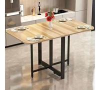 Ultra Thin Fold Up Dining Table, Mobile Folding Dining Table, Extendable Drop Leaf Table with Metal Frame, Multifunction Expandable Table with Anti-falling Bracket, for Work, Study and Dining ( Color