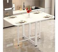 Ultra Thin Foldable Dining Table Extendable Drop Leaf Table with Metal Legs Multi-functional Expandable Table with Anti-Falling Bracket for Work Study and Dining (Color Options)