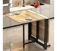 Ultra Thin Foldable Dining Table - Extendable Drop Leaf Table with Metal Legs Multifunctional Expandable Design Anti-Falling Bracket for Work Study and Dining (Color Options)