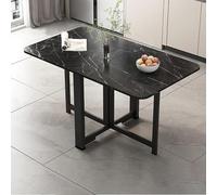 Ultra Thin Foldable Dining Table - Mobile Drop Leaf Table, Multifunctional Extendable Design with Metal Frame, Anti-Fall Safety, Perfect for Kitchen & Living Room (Black, 100x60x75cm)