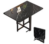 Ultra Thin Folding Dining Table SpaceSaving Drop Leaf Table with Adjustable Foot Pads & AntiFall Bracket 47.2x31.5in for Smals Modern Design Easy Sto